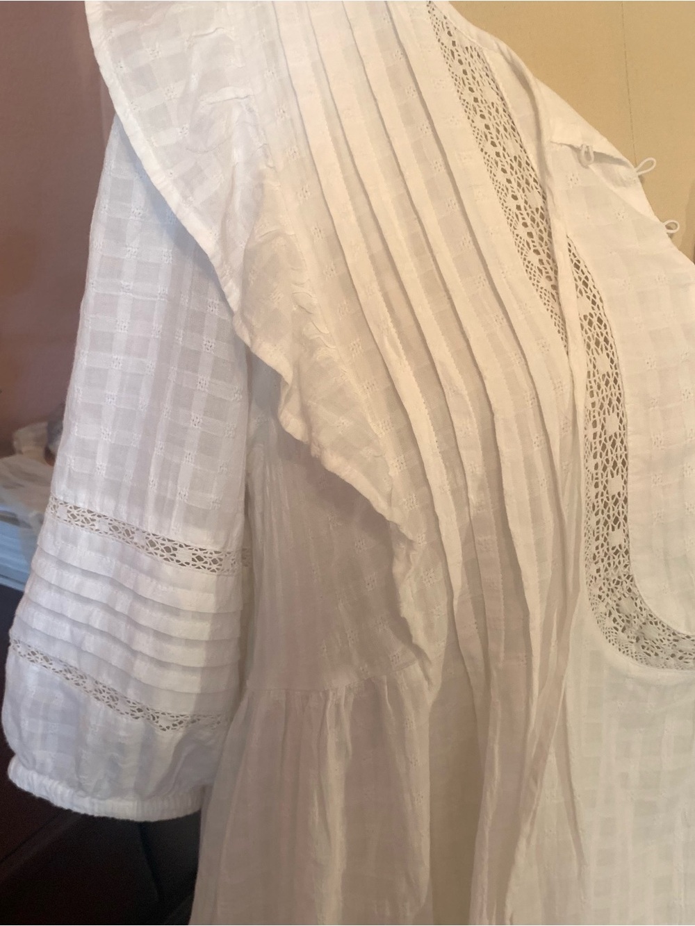 AMERICAN EAGLE OUTFITTERS White Ruffled Boho Tiered Dress - Picture 3 of 11